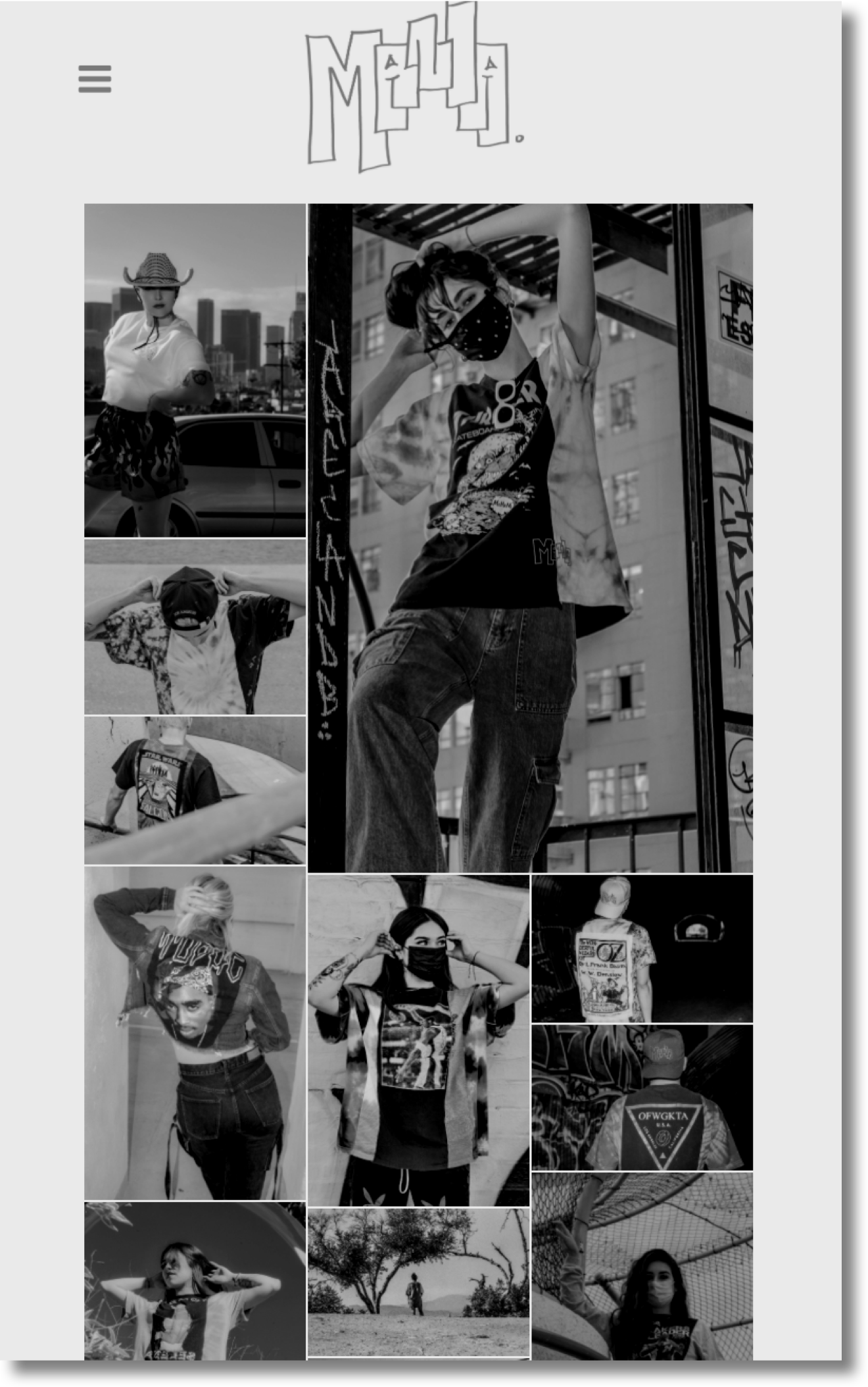 A portfolio image of our ecommerce client Mania, a Los Angeles based apparel and boardshop, whom for we helped designed their branding and fully custom website.